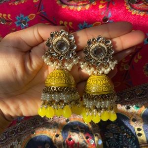 Yellow Heavy Jhumka